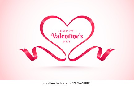 Happy Valentine's Day background with ribbon made by heartshape.