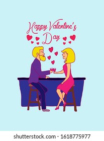 happy valentine's day background with romantic couple, doodle illustration vector