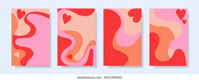 Happy Valentines Day background set. Modern abstract, creative design with hearts. Vector.