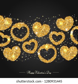 Happy Valentine's Day background with Shining hearts. Background with shining hearts, stars. Happy Valentine's Day Card and Invitation.  Vector illustration
