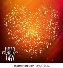 Happy Valentine's day background with shining heart of particles. Vector illustration for your greeting or invitation card, poster, flyer, other design.
