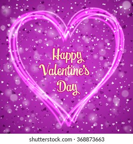 Happy Valentines day background with shining heart of particles. Vector illustration.
