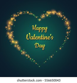Happy Valentine's Day background with shining stars.Vector illustration