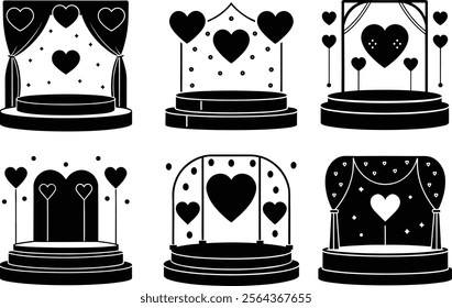 happy valentines day background stage podium vector illustration