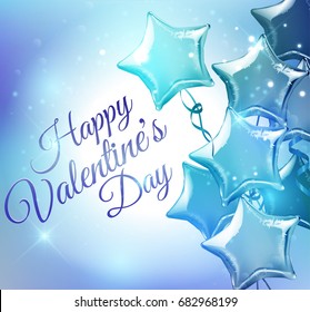 Happy Valentine's Day background with star shaped balloons. Vector illustration.Wallpaper.flyers, invitation, posters, brochure, banners