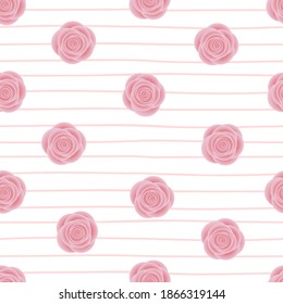Happy Valentine's Day background. Sweet rose paper cut art style seamless pattern. -vector