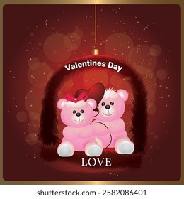 Happy valentine's day background with teddy bear