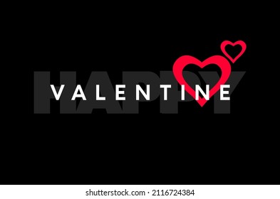 Happy Valentine's day background with two heart patterns and typography of happy valentine text. Vector illustration. Wallpaper, flyers, invitations, posters, brochures, banners.