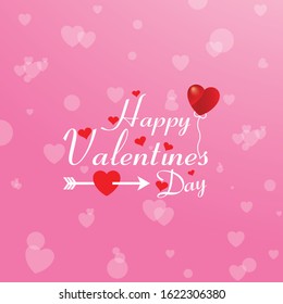 Happy Valentines Day Background Typography Vector Template With Romantic Love Heart. Day OF Valentines Paper Craft, Greeting Card Design