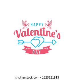 Happy Valentine's day background Vector illustration. Happy Valentines day modern flat design style. Happy Valentines Day abstract background with hearts ornaments for poster, banner, greeting card.