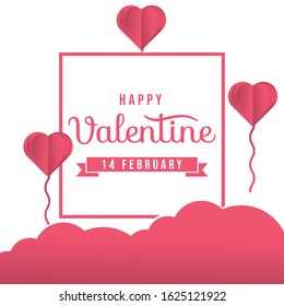 Happy Valentine's day background Vector illustration. Happy Valentines day modern flat design style. Happy Valentines Day abstract background with hearts ornaments for poster, banner, greeting card.