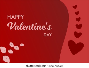 Happy Valentine's day background wallpaper in red colour with heart and leaf.