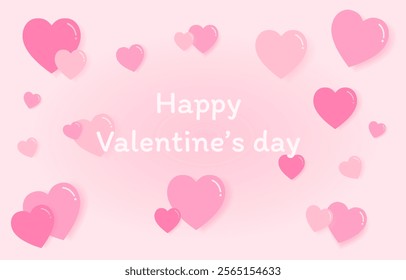 Happy Valentine's Day background.Valentine card with hearts in pink.Vector graphic illustration background wallpaper.