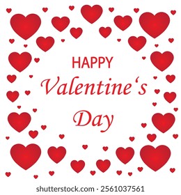 happy valentine's day backround with red hearts illustration