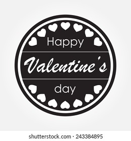 Happy Valentine's Day badge or label isolated on white background. Vintage style round greeting card. Vector illustration.