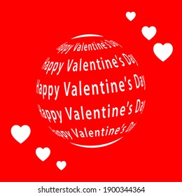 Happy Valentine's day ball with hearts, isolated on red background, vector illustration.