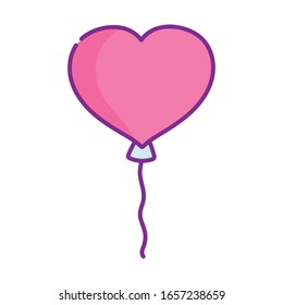 happy valentines day, balloon shaped heart love romantic decoration vector illustration