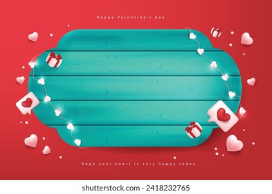 Happy Valentine's day banner backgroud with Retro wood sign background