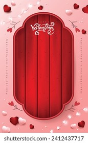 Happy Valentine's day banner background with Retro wood sign background