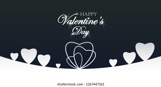 Happy Valentines Day banner. Valentines Day banner with cut out a hearts and the inscription Happy Valentines Day