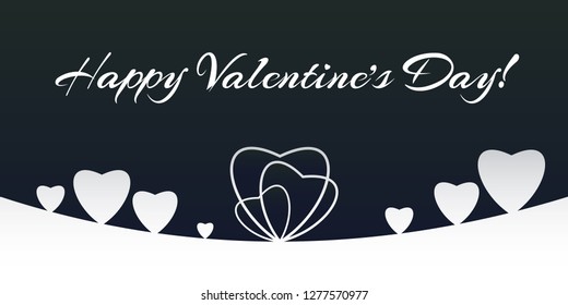 Happy Valentines Day banner. Valentines Day banner with cut out a hearts and the inscription Happy Valentines Day