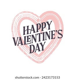 Happy Valentine's Day banner. Cute and elegant text over a hand drawn brushed heart.