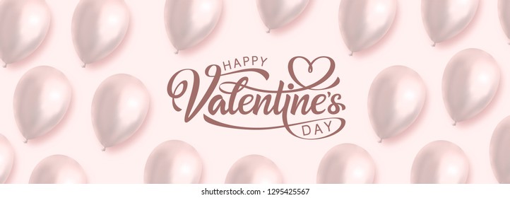 Happy Valentines day banner design. Modern banner template for use in web or print design.