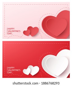 Happy valentine's day banner design with hearts. vector illustration