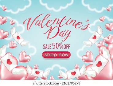 happy valentine's day banner design for website vector 