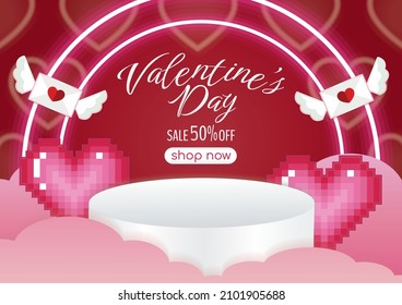 happy valentine's day banner design for website vector 