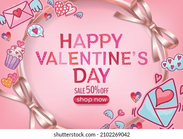 happy valentine's day banner design for website vector 