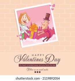 Happy valentine's day banner design template.