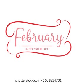 Happy Valentine's Day Banner with Doodle Heart Accent.	