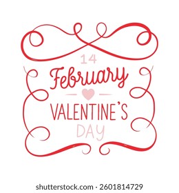 Happy Valentine's Day Banner with Doodle Heart Accent.	