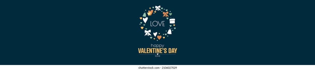 Happy Valentine's Day banner. Flat vector illustration.