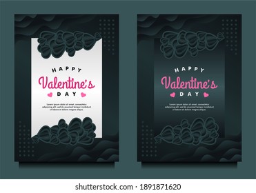 happy Valentine's day banner, flayer, greeting card template with dark background