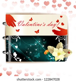 Happy Valentines day banner with flowers