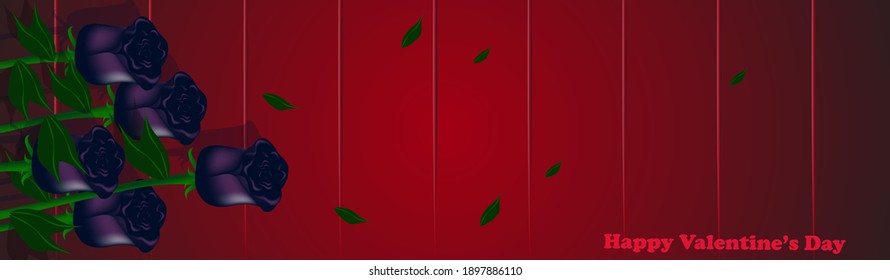 "Happy valentine's day" banner with gifts. Dark theme banner for valentine's day. The banner can be used for brochure, websites and posters.