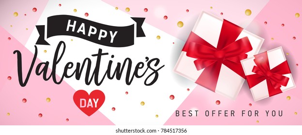 Happy Valentines Day Banner with Gifts