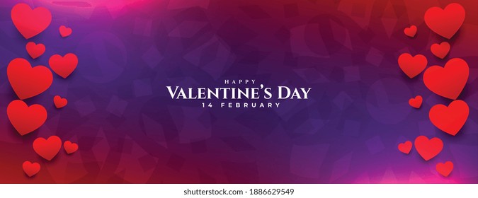happy valentines day banner with glowing light effect