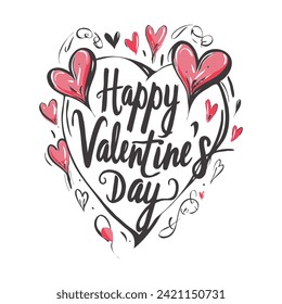 Happy Valentine's Day. Valentine's Day Banner, Greeting Card, and T-shirt Design with Typography and Heart Symbols – Vector Illustration