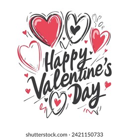 Happy Valentine's Day. Valentine's Day Banner, Greeting Card, and T-shirt Design with Typography and Heart Symbols – Vector Illustration