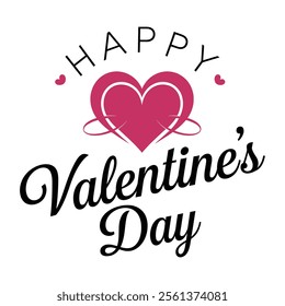 Happy Valentine's Day banner. Valentine's Day greeting card template with typography text Happy Valentine`s Day and heart symbols