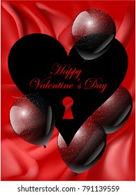 Happy Valentine's Day banner with a heart and balloons