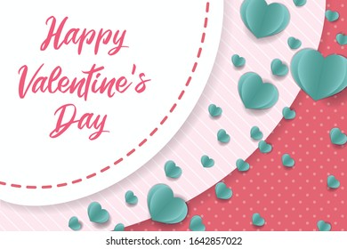 Happy Valentine's Day banner. Holiday background design with big Origami Hearts, poster, flyer, greeting card, header for website