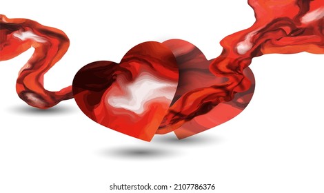 Happy Valentine's Day banner. Holiday background design with hearts and liquid. Horizontal poster, flyer, greeting card, header for website