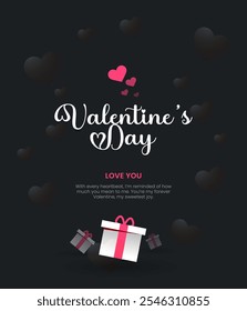 Happy Valentine's Day banner. Holiday background design with a big heart made of pink, red, and Origami Hearts background. Horizontal poster, flyer, greeting card, header for website