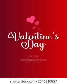 Happy Valentine's Day banner. Holiday background design with a big heart made of pink, red, and Origami Hearts background. Horizontal poster, flyer, greeting card, header for website