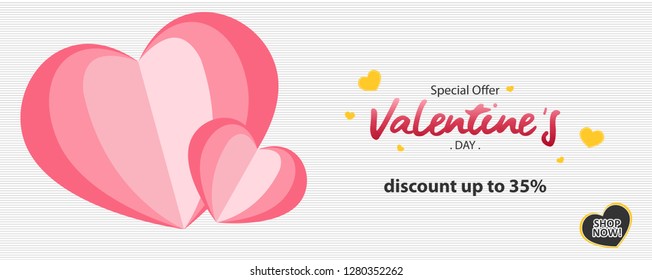 Happy Valentine's Day, Banner, poster, or flyer design, Valentine design for online shop or mobile app.