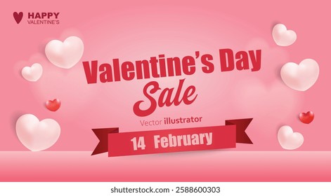 Happy valentines day banner for social media posts. Templates for social media posts backgrounds, cover, poster, banners, marketing, sales promotion copy space vector illustration background